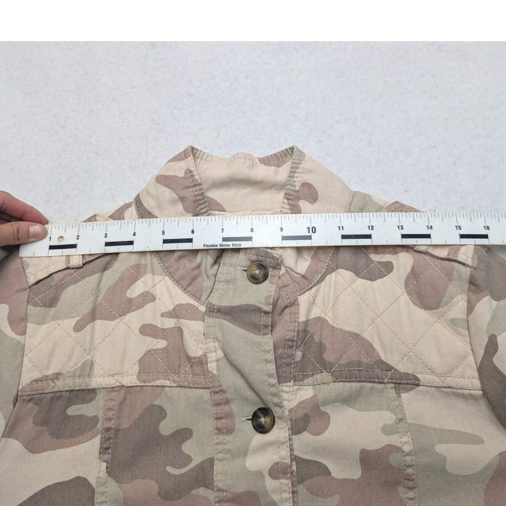 Maurices Camo Utility Jacket Womens Medium Tan Brown Military Cargo Field Coat